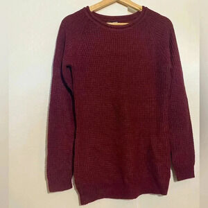 FASHION NOVA women’s waffle  crewneck sweater burgundy size M